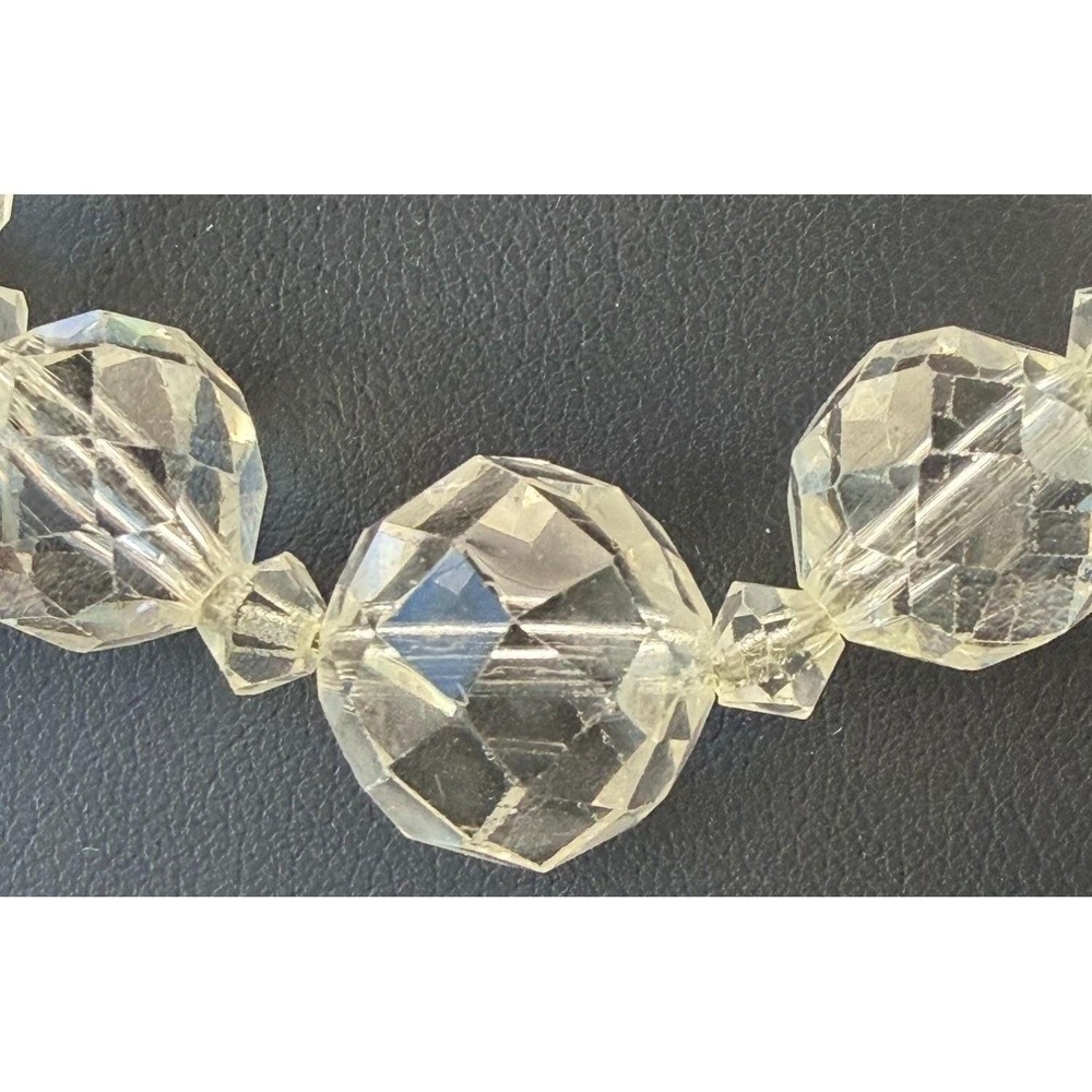 Vintage Necklace Crystal Beads Faceted Graduated Chain Cord Wedding Box 18" - Picture 2 of 8